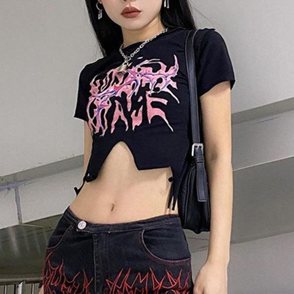 women's t-shirt gothic print t-shirts harajuku o neck hollow out t shirt punk streetwear short sleeve women crop, White
women's t-shirt gothic print t-shirts harajuku o neck hollow out t shirt punk streetwear short sleeve women crop, White