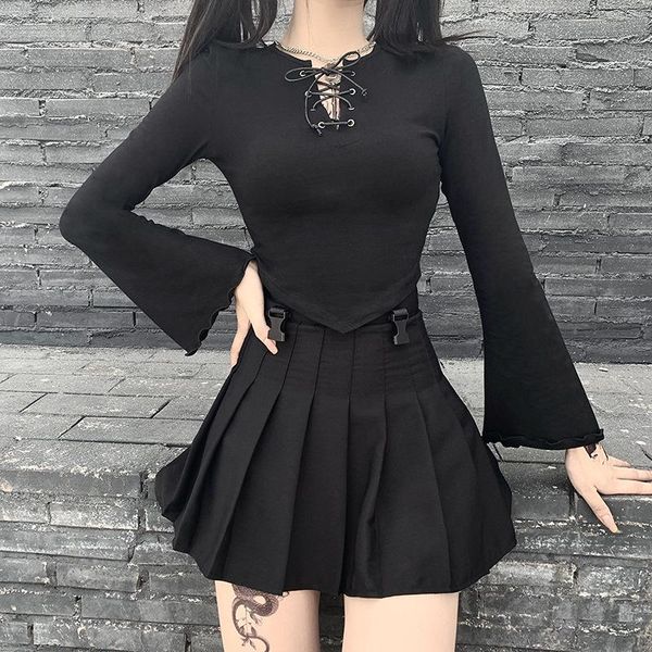 women's t-shirt kalenmos flared long sleeve shirt women black lace-up o-neck short 2021 spring autumn clothing pullover woman tshirts, White
women's t-shirt kalenmos flared long sleeve shirt women black lace-up o-neck short 2021 spring autumn clothing pullover woman tshirts, White