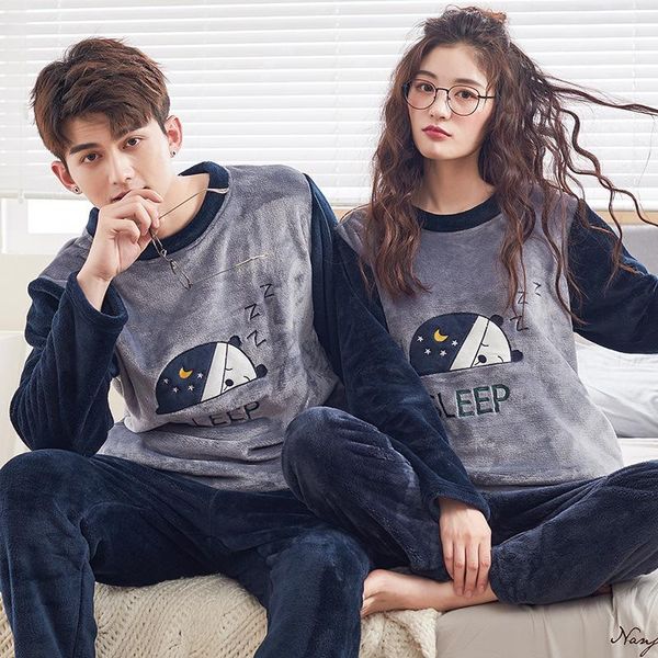 men's sleepwear couples's pajamas sets fall winter thick flannel homewear warm soft lounge clothing female plus velvet, Black;brown
men's sleepwear couples's pajamas sets fall winter thick flannel homewear warm soft lounge clothing female plus velvet, Black;brown