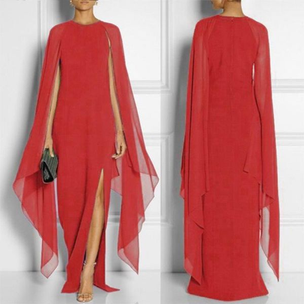 zoulv solid color women batwing sleeve split chiffon dress temperament runway cape maxi boho long robe casual dresses, Black;gray
zoulv solid color women batwing sleeve split chiffon dress temperament runway cape maxi boho long robe casual dresses, Black;gray