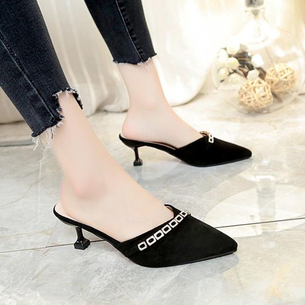 slippers women's outside springtime style fashion pointed rhinestones fine with elegant wild half drag designer u30-45, Black
slippers women's outside springtime style fashion pointed rhinestones fine with elegant wild half drag designer u30-45, Black