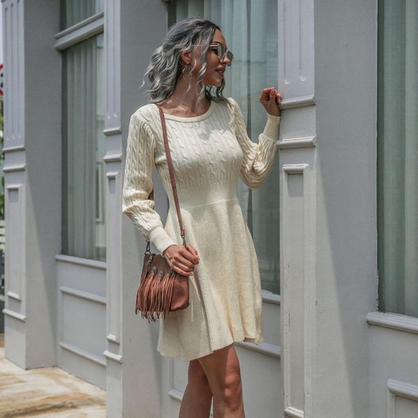 new fashion sweater dress for women elegant o-neck long sleeve a-line twist knitted mini dress solid pullover vestido lady 210412, Black;gray
new fashion sweater dress for women elegant o-neck long sleeve a-line twist knitted mini dress solid pullover vestido lady 210412, Black;gray