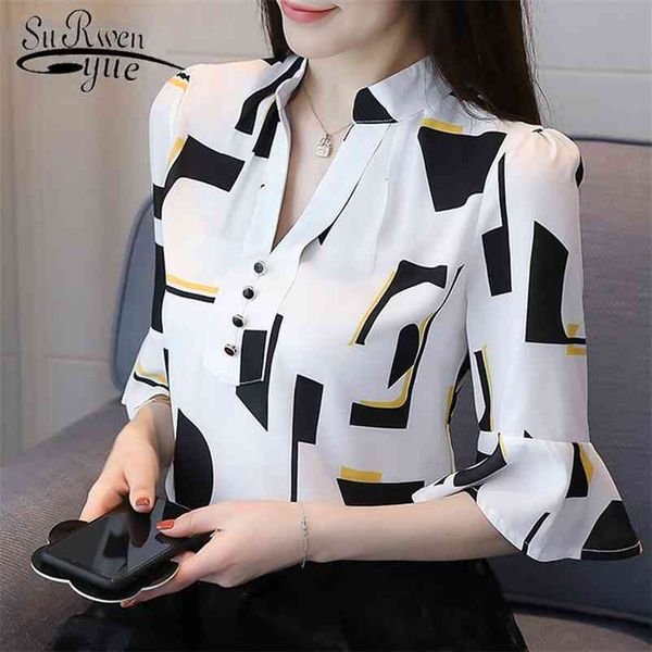 spring fashion women flare sleeved chiffon blouses printed plus size female clothes shirts blusas 1195 40 210521, White
spring fashion women flare sleeved chiffon blouses printed plus size female clothes shirts blusas 1195 40 210521, White