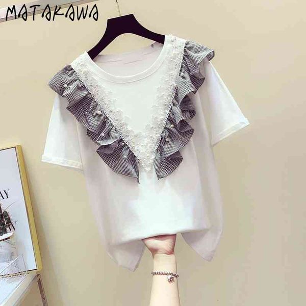 matakawa beaded ruffled lace stitching woman tshirts short-sleeved t-shirt female summer korean loose half-sleeved t-shirt 210513, White
matakawa beaded ruffled lace stitching woman tshirts short-sleeved t-shirt female summer korean loose half-sleeved t-shirt 210513, White