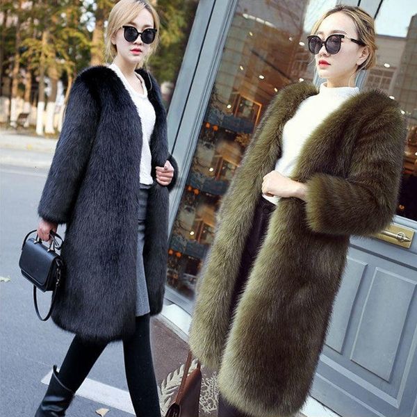 women's fur & faux women winter fashion mid-long fake coats female slim solid color v-neck outwears ladies warm jackets q612 ou7g, Black
women's fur & faux women winter fashion mid-long fake coats female slim solid color v-neck outwears ladies warm jackets q612 ou7g, Black