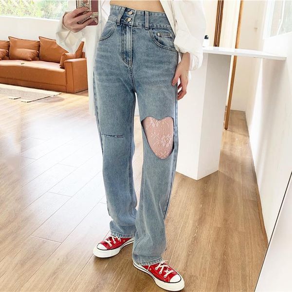 summer jeans women trousers college style cotton vintage washed loose high waist wide leg pants love hole straight women's, Blue
summer jeans women trousers college style cotton vintage washed loose high waist wide leg pants love hole straight women's, Blue