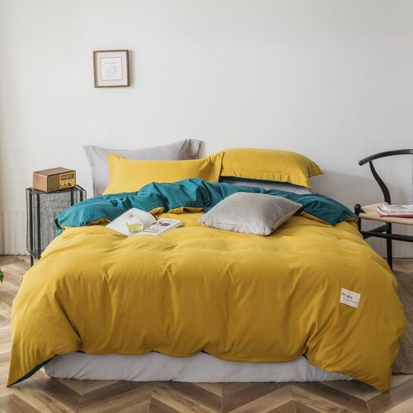 japanese-style nordic simple double spell + solid color four-piece suit, sanded 1.2m bed sheet, three-piece suit bedding sets
japanese-style nordic simple double spell + solid color four-piece suit, sanded 1.2m bed sheet, three-piece suit bedding sets