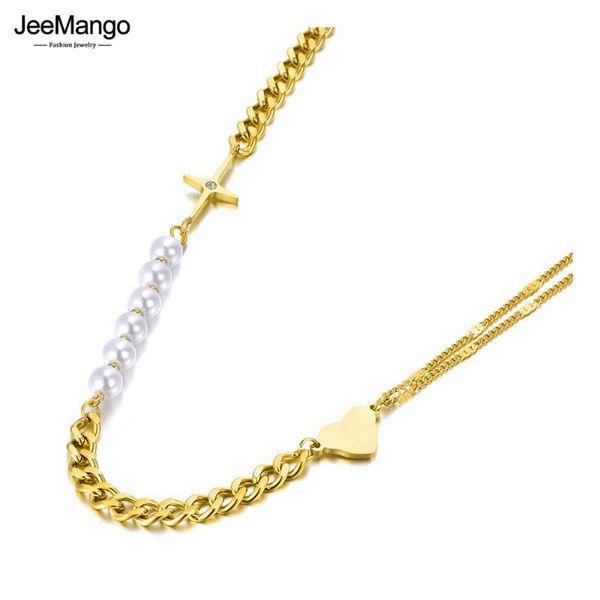 chains jeemango 18k gold stainless steel heart charm pendant necklace fashion white pearl link chain jewelry for women jn21161, Silver
chains jeemango 18k gold stainless steel heart charm pendant necklace fashion white pearl link chain jewelry for women jn21161, Silver