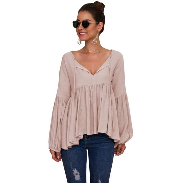 women blouse date party casual solid ladies ruffle polyester peplum v neck strappy soft puff sleeve women's blouses & shirts, White
women blouse date party casual solid ladies ruffle polyester peplum v neck strappy soft puff sleeve women's blouses & shirts, White