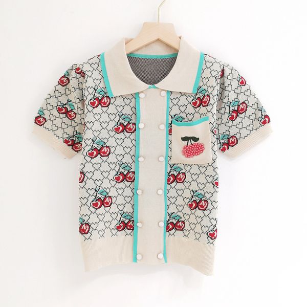 sweater knit 2021 summer women's cardigan lapel short sleeve contrast color love nail bead cherry embroidery thin top, White;black
sweater knit 2021 summer women's cardigan lapel short sleeve contrast color love nail bead cherry embroidery thin top, White;black
