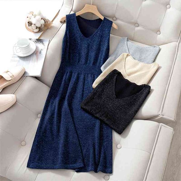 summer lurex glitter vest dress women sleeveless long knit maxi bright v neck flat midi es vestido 210420, Black;gray
summer lurex glitter vest dress women sleeveless long knit maxi bright v neck flat midi es vestido 210420, Black;gray