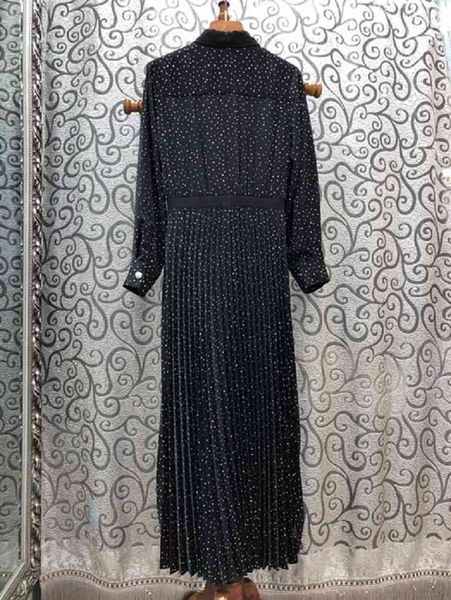 dress summer fashion women turn-down collar polka dot print chest pocket patchwork long pleated dress, Black;gray
dress summer fashion women turn-down collar polka dot print chest pocket patchwork long pleated dress, Black;gray