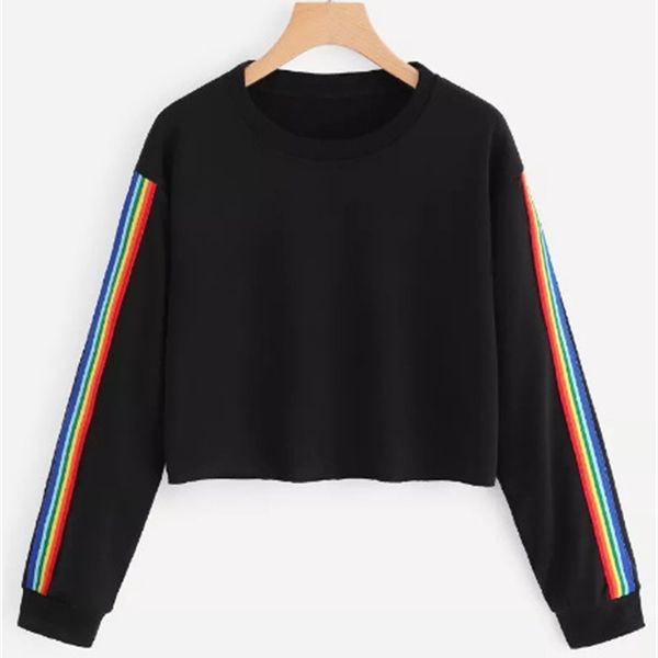 women's hoodies & sweatshirts women fashion rainbow patchwork long sleeve hoodie homens sweatshirt pullover crop blous, Black
women's hoodies & sweatshirts women fashion rainbow patchwork long sleeve hoodie homens sweatshirt pullover crop blous, Black