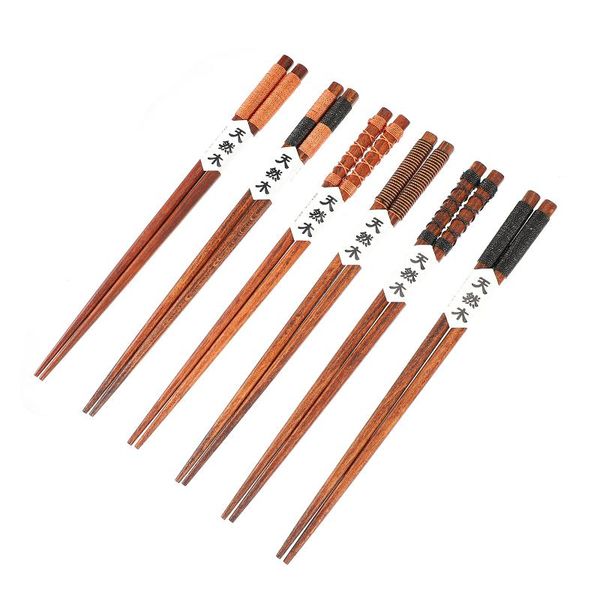 chopsticks 1 set 6 pairs durable wooden long practical pot