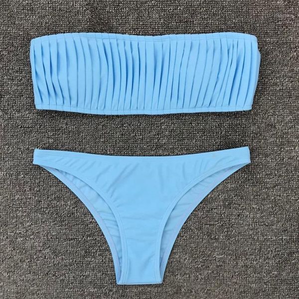 summer two-piece suit blue pleated swimwear female bandeau women bathing bikini sets women's tracksuits, Gray
summer two-piece suit blue pleated swimwear female bandeau women bathing bikini sets women's tracksuits, Gray