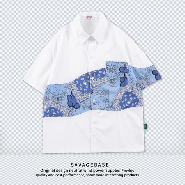 2021 summer new style guochao cashew flower half sleeve shirt men's splicing couple work shirt coat, White;black
2021 summer new style guochao cashew flower half sleeve shirt men's splicing couple work shirt coat, White;black