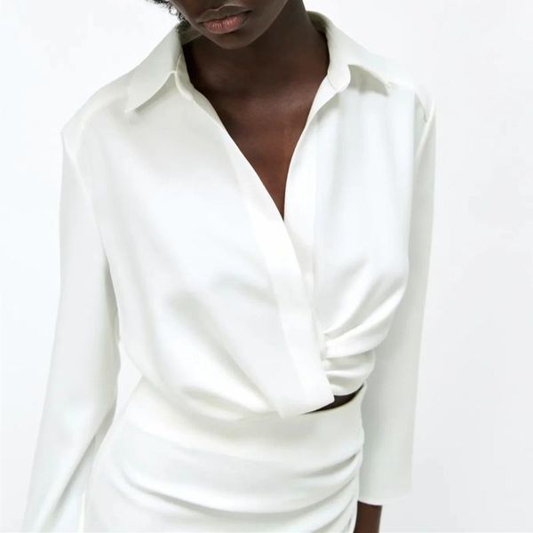 women's blouses & shirts 2021 summer women white short shirt cross v neck pleated blouse female long sleeve casual lady chic crop
women's blouses & shirts 2021 summer women white short shirt cross v neck pleated blouse female long sleeve casual lady chic crop