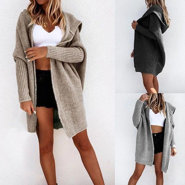women's knits & tees 2021 autumn winter knitted cardigan sweater with cap collar batwing sleeve hoodie loose hooded jacket, White
women's knits & tees 2021 autumn winter knitted cardigan sweater with cap collar batwing sleeve hoodie loose hooded jacket, White