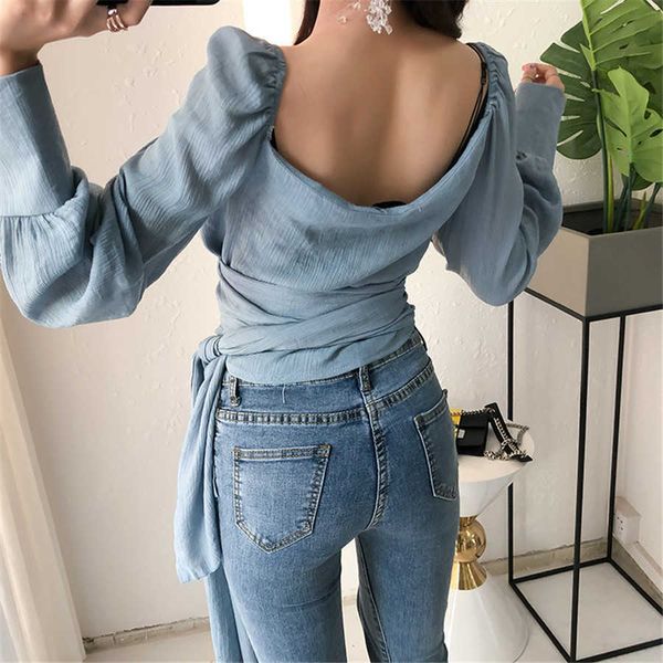 women's blouses & shirts dancing wings korean style deep v neck backless lace-up bandage blouse cotton 1vu4, White
women's blouses & shirts dancing wings korean style deep v neck backless lace-up bandage blouse cotton 1vu4, White