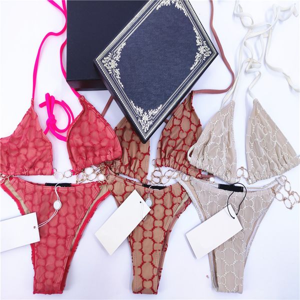 embroidery bikini set letter swimwears designer metal chain swimsuit split swimsuits for ladies gift holiday, White;black
embroidery bikini set letter swimwears designer metal chain swimsuit split swimsuits for ladies gift holiday, White;black