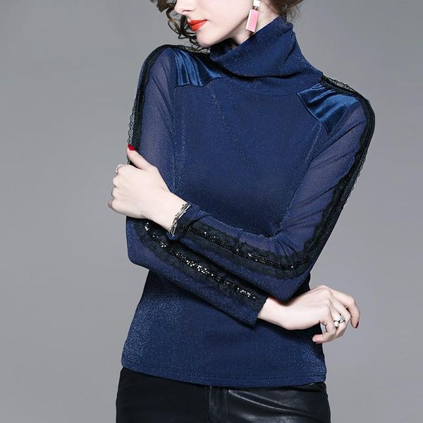 women's blouses & shirts women patchwork mesh lace 2021 fashion long sleeve turtleneck ladies spring plus size blouse blusas femininas, White
women's blouses & shirts women patchwork mesh lace 2021 fashion long sleeve turtleneck ladies spring plus size blouse blusas femininas, White