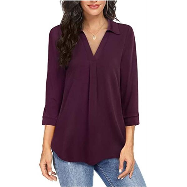 women's blouses & shirts autumn chiffon pullover shirt breathable cool loose v-neck seven sleeve solid, White
women's blouses & shirts autumn chiffon pullover shirt breathable cool loose v-neck seven sleeve solid, White