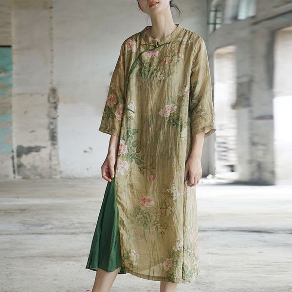 johnature retro print patchwork stand plate buckle three quarter sleeve dresses spring cotton linen women fashion dress 210521, Black;gray
johnature retro print patchwork stand plate buckle three quarter sleeve dresses spring cotton linen women fashion dress 210521, Black;gray
