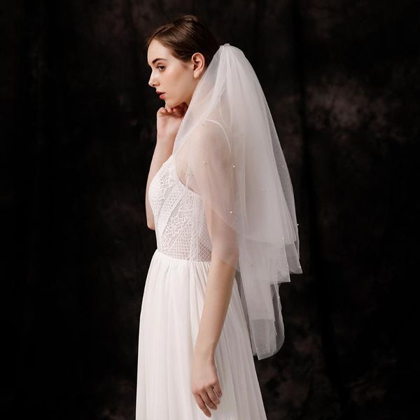 bridal veils soft tulle ivory wedding veil four layers short fingertip with comb simulated pearls handmade vail for brides gifts, Black
bridal veils soft tulle ivory wedding veil four layers short fingertip with comb simulated pearls handmade vail for brides gifts, Black