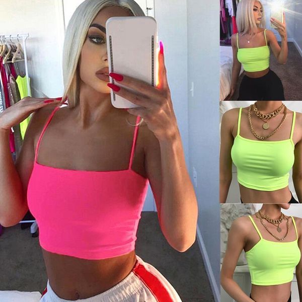 women cami casual crop camis streetwear slim summer strap cropped neon seamless bralette tees, White
women cami casual crop camis streetwear slim summer strap cropped neon seamless bralette tees, White