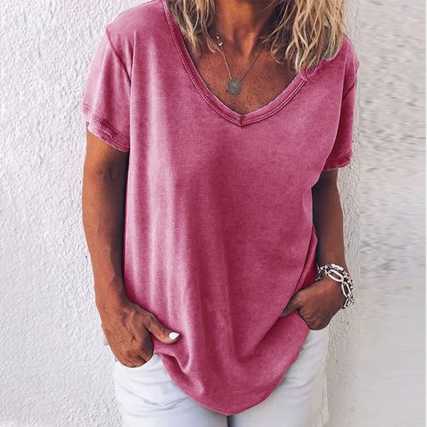 summer solid short sleeve women t shirt plus size 5xl v-neck plain female t-shirts oversize loose ladies tee 210524, White
summer solid short sleeve women t shirt plus size 5xl v-neck plain female t-shirts oversize loose ladies tee 210524, White