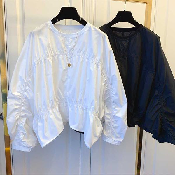 white ruched out long sleeve blouse women shirring casual ladies korean fashion clothing 210601
white ruched out long sleeve blouse women shirring casual ladies korean fashion clothing 210601