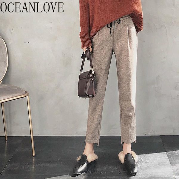 women's pants & capris oceanlove solid woolen women drawstring office lady work fashion pantalones mujer autumn winter pleated trousers, Black;white
women's pants & capris oceanlove solid woolen women drawstring office lady work fashion pantalones mujer autumn winter pleated trousers, Black;white