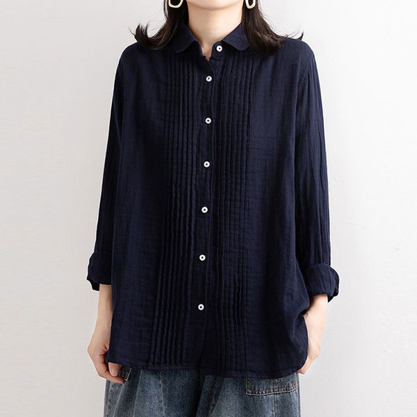 spring vintage cotton blouse women long sleeve pleated shirts loose casual ladies elegant turn down collar bj001 210525, White
spring vintage cotton blouse women long sleeve pleated shirts loose casual ladies elegant turn down collar bj001 210525, White