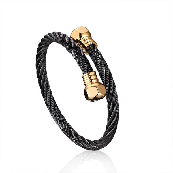 arrival fashion stainless steel black twisted wire men/women's gold braided rope open bracelet b-005 link, chain
arrival fashion stainless steel black twisted wire men/women's gold braided rope open bracelet b-005 link, chain