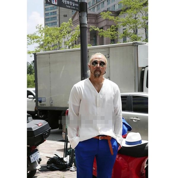 men's casual shirts solid color v-neck loose trend long sleeve shirt korean personalized hip hop street performance stage, White;black
men's casual shirts solid color v-neck loose trend long sleeve shirt korean personalized hip hop street performance stage, White;black