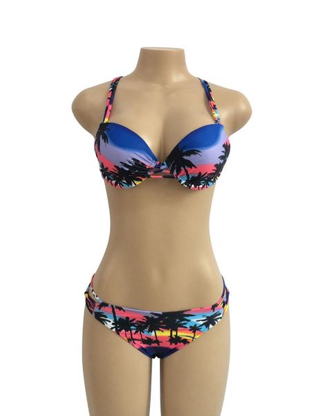 women's swimwear women bikinis colorful coconut tree printed bikini two-piece sets bathing suit, White;black
women's swimwear women bikinis colorful coconut tree printed bikini two-piece sets bathing suit, White;black