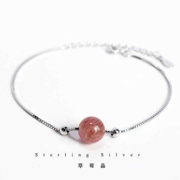 link, chain s925 sterling silver strawberry crystal bracelet female models pink transfer beads jewelry trend wild fashion, Black
link, chain s925 sterling silver strawberry crystal bracelet female models pink transfer beads jewelry trend wild fashion, Black