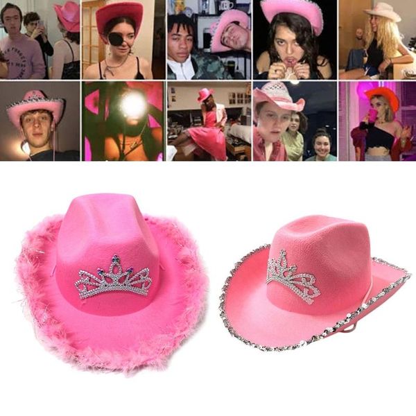wide brim hats wool felt fedoras with glittering ornament hat paillette cowgirl style in pink accessories, Blue;gray
wide brim hats wool felt fedoras with glittering ornament hat paillette cowgirl style in pink accessories, Blue;gray