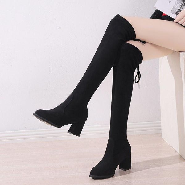 boots 2021 fashion women over the knee high hoof heels winter shoes pointed toe elastic fabric size 34-41, Black
boots 2021 fashion women over the knee high hoof heels winter shoes pointed toe elastic fabric size 34-41, Black