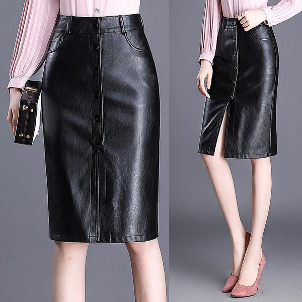 skirts spring autumn office ladies womens high waisted button black pu leather skirt , knee length slim pencil for woman
skirts spring autumn office ladies womens high waisted button black pu leather skirt , knee length slim pencil for woman
