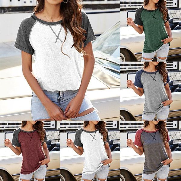 women's t-shirt 2021 fashion colorblock crossover loose shirt women summer tunic short sleeve tees casual pullover comfortable, White
women's t-shirt 2021 fashion colorblock crossover loose shirt women summer tunic short sleeve tees casual pullover comfortable, White
