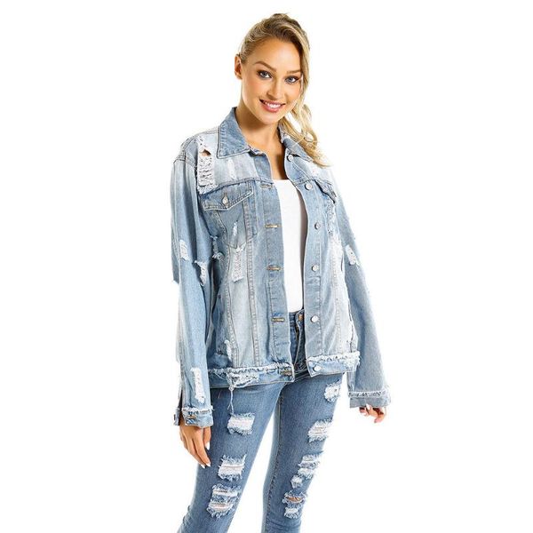 women's jackets turn-down collar single-breasted denim outerwear loose hole jacket coats women autumn spring overcoats, Black;brown
women's jackets turn-down collar single-breasted denim outerwear loose hole jacket coats women autumn spring overcoats, Black;brown