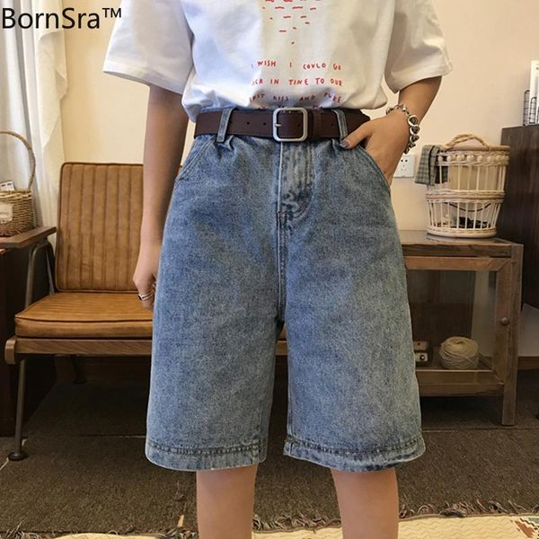 women's jeans bornsra vintage short denim women korean knee length summer high waist loose wide leg pants streetwear, Blue
women's jeans bornsra vintage short denim women korean knee length summer high waist loose wide leg pants streetwear, Blue