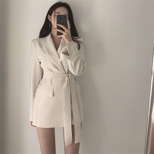 mid-length elegant office women blazer spring autumn 2021 korean vintage belt ladies blazers long sleeve casual cardigan coat women's s, White;black
mid-length elegant office women blazer spring autumn 2021 korean vintage belt ladies blazers long sleeve casual cardigan coat women's s, White;black