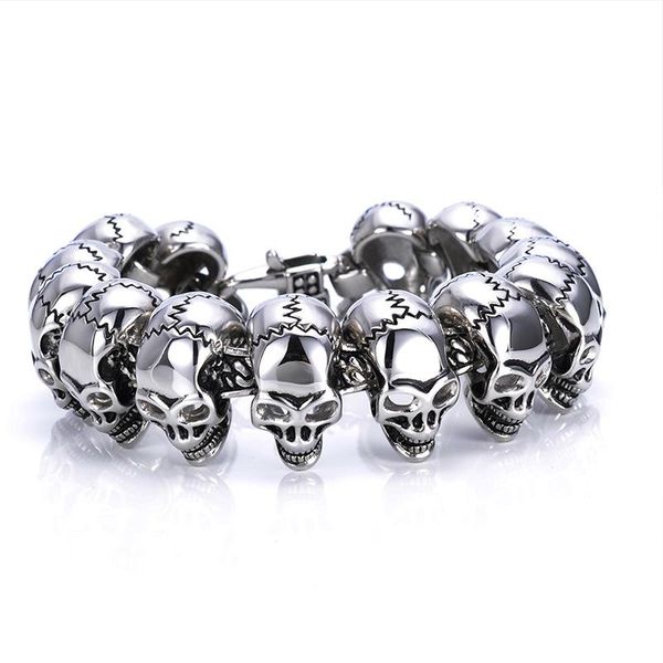link, chain men bracelet stainless steel charm skull skeleton on hand man retro gothic hip hop steampunk fashion, Black
link, chain men bracelet stainless steel charm skull skeleton on hand man retro gothic hip hop steampunk fashion, Black