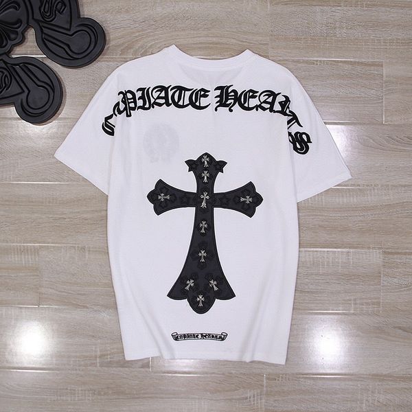 21ss summer new ch cro alphabet embroidery parquet heavy cross sheepskin short sleeve t-shirt for men and wome, White;black
21ss summer new ch cro alphabet embroidery parquet heavy cross sheepskin short sleeve t-shirt for men and wome, White;black