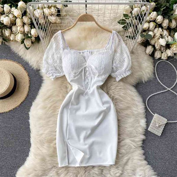 sequins embroidery lace spliced short puff sleeve party dress white black lace-up v-neck summer women club vestidos 210603, Black;gray
sequins embroidery lace spliced short puff sleeve party dress white black lace-up v-neck summer women club vestidos 210603, Black;gray