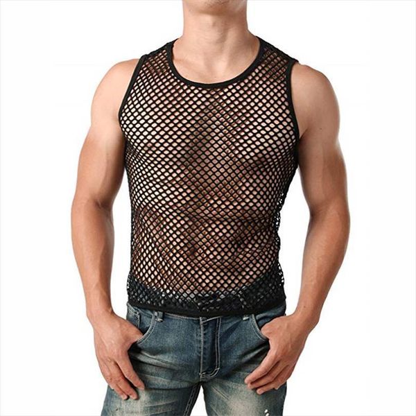 men sheer black mesh fishnet breathable vest gentlemen male summer solid gym sport training sleeveless tank tees, White;black
men sheer black mesh fishnet breathable vest gentlemen male summer solid gym sport training sleeveless tank tees, White;black