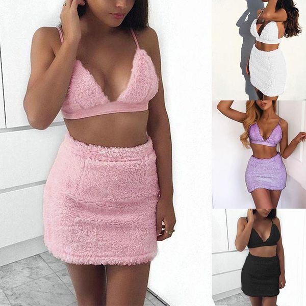 summer women faux fur pink two piece set halter bralette crop and mini skirt autumn winter outfits club dress suit, White
summer women faux fur pink two piece set halter bralette crop and mini skirt autumn winter outfits club dress suit, White