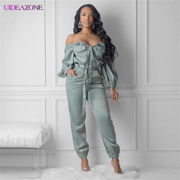 women's jumpsuits & rompers uideazone women off shoulder jumpsuit 2021 slash neck long sleeve lace up playsuit solid harem pants, Black;white
women's jumpsuits & rompers uideazone women off shoulder jumpsuit 2021 slash neck long sleeve lace up playsuit solid harem pants, Black;white